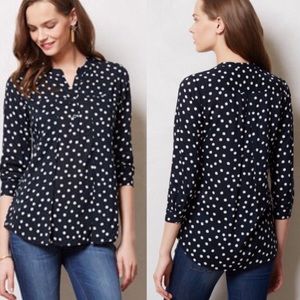 Anthropologie Maeve black and white polka dot top